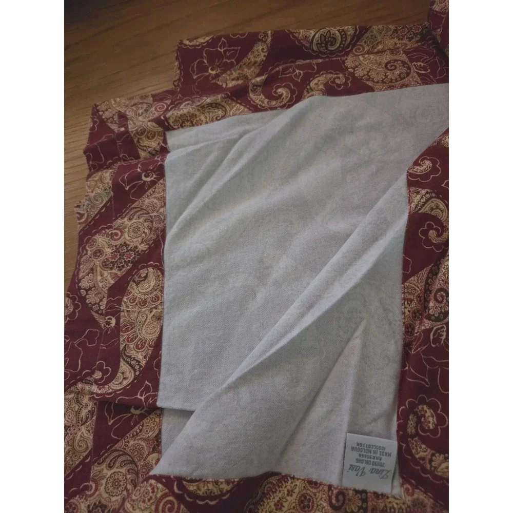 Zina Vasi 70x90 Tablecloth 12 Napkins Red Paisley Thick Cotton Holiday Old World